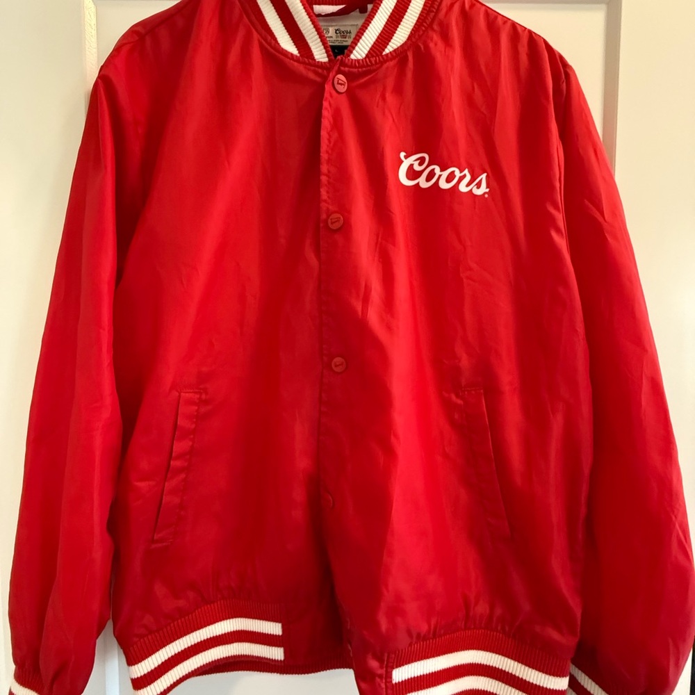 Brixton x Coors Banquet Beer Red Bomber Varsity Track Jacket - Large - Picture 2 of 3